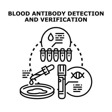 Blood antibody detection testing and research concept Illustrazione stock