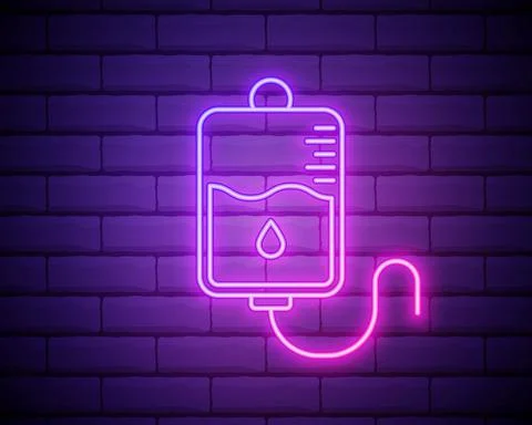 Blood bag line icon. Elements of Medicine in neon style icons. Simple icon fo Stock Illustration