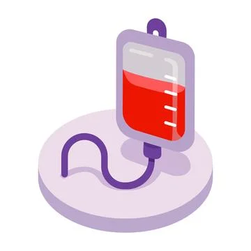 Blood bag for transfusion isometric vector illustration Иллюстрация
