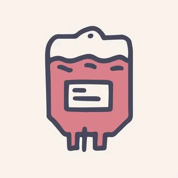 Blood bag vector doodle simple color icon design Stock Illustration