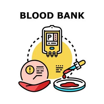 Blood bank concept with donor elements and analysis 스톡 일러스트