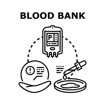 Blood bank concept with donor elements and analysis Stock Illustration