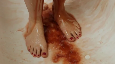 Blood Bath Woman Feet | Stock Video | Pond5
