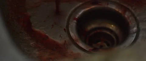 Blood Being Washed Down the Drain. Wide Screen. ProRes Video stock 149345770