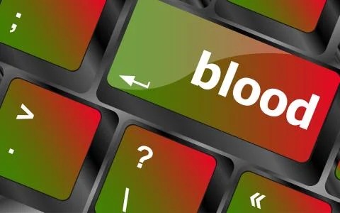 Blood button on computer pc keyboard key Illustrazione stock