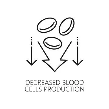 Blood cells production decrease line icon, anemia 库存插图