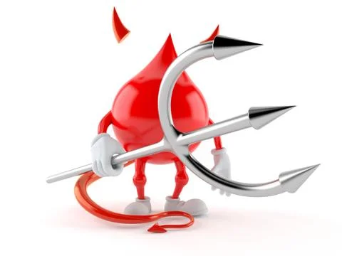 Blood character with devil horns and pitchfork Stock Illustration