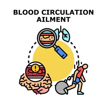 Blood circulation ailment causing vessel problems and bodily burden Stock Illustration