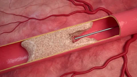 Blood clot (thrombosis) forms in a vein with vascular calcification. Stockbeeldmateriaal 345106978