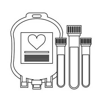 Blood donation campaign elements black and white Stock Illustration