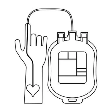 Blood donation campaign elements black and white Stock Illustration