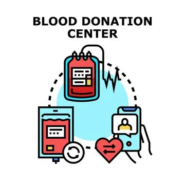 Blood donation center process concept icon Stock Illustration