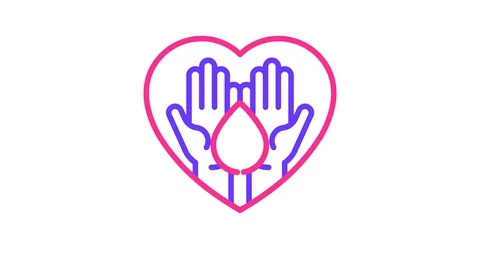Blood donation concept: two hands holding blood drop in beating heart Stock Footage 99107188