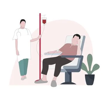 Blood donation concept vector, plasma transfusion process Stock Illustration