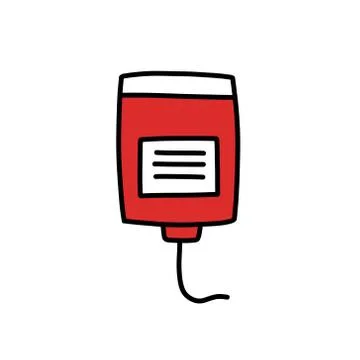 Blood donation doodle icon, vector color illustration Illustrazione stock
