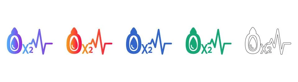 Blood Donation with Double Quantity and Heartbeat Medical Icon Set Stock Illustration