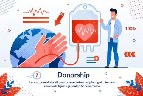 Blood Donation Flat Vector Banner Template Stock Illustration