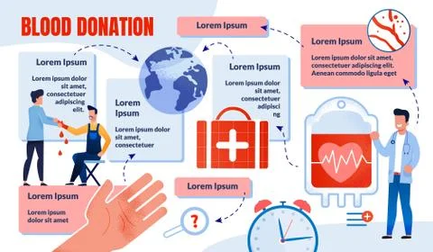 Blood Donation Flat Vector Infographics Poster Stock Illustration