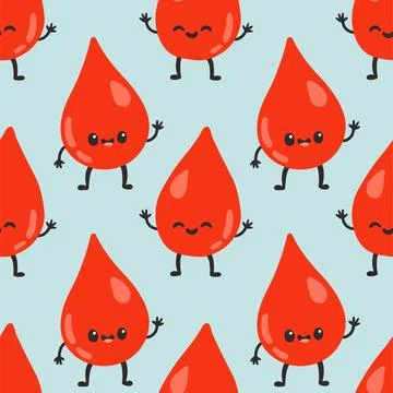 Blood donation seamless pattern with doodle elements. World blood donor day Stock Illustration