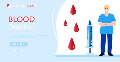 Blood donation website template. Vector colorful charity medical concept. Car Stock Illustration