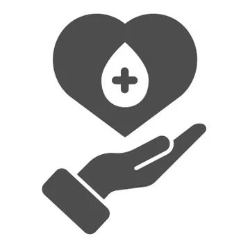 Blood donor solid icon. Arm with blood drop vector illustration isolated on 库存插图