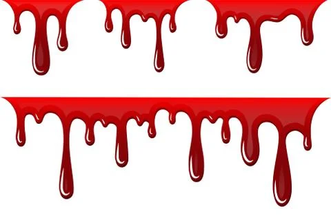 Blood drip 3D set. Drop blood isloated white background. Happy Halloween deco Stock Illustration