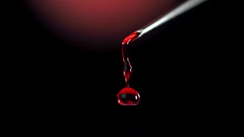 Blood Drip Falling from a Sharp Medical Needle on a Dark Background 库存影片 331101867