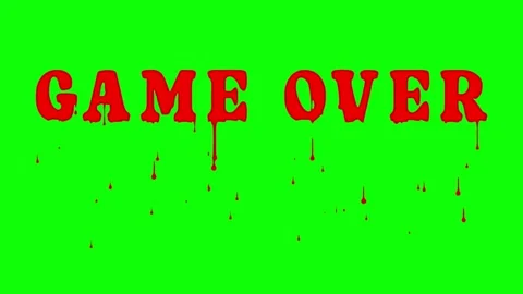Blood dripping GAME OVER animation on a chroma green background Stock Footage 321001874