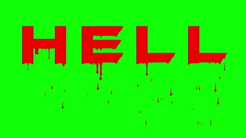 Blood dripping HELL text effect on green screen Stock Footage 321054685