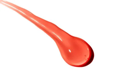 Blood drips oozing down macro on white background. A dark red liquid dye/ink Foto stock