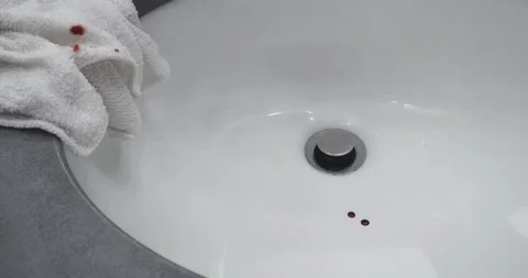 Blood Drips in a White Sink Stock Footage 158190872