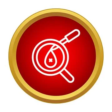 Blood drop analysis research through a magnifying glass Illustrazione stock