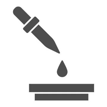 Blood Drop for analysis solid icon, Medical tests concept, Chemistry pipette Ilustração Stock