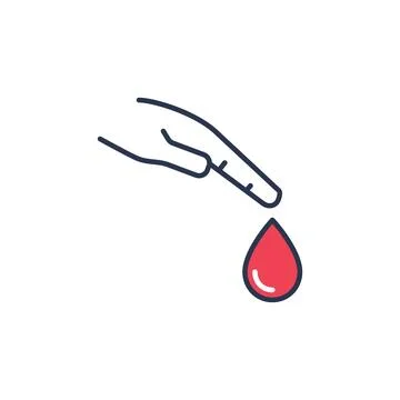 Blood Drop and Hand vector Diabetes Test concept colored icon Ilustração Stock