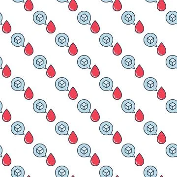 Blood Drop and Speech Bubble with Sugar vector colored seamless pattern Stock Illustration