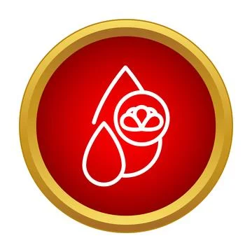 Blood drop cell icon in red circle Stock Illustration
