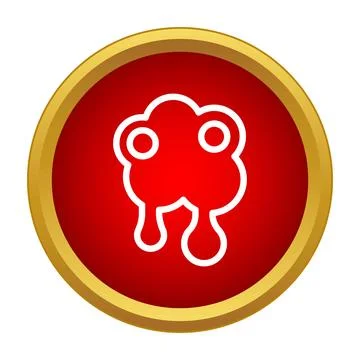 Blood drop cell icon in red button Stock Illustration