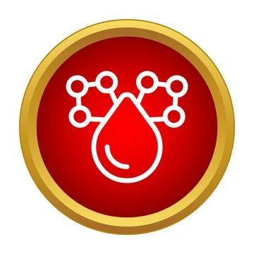 Blood drop cell molecular structure on button Stock-Illustration
