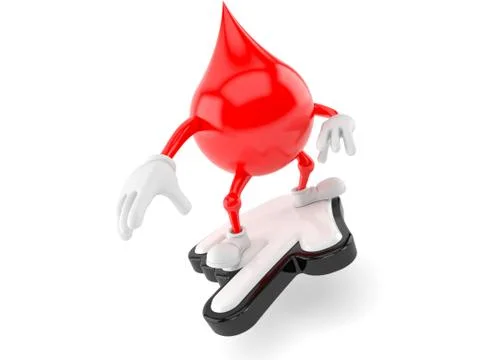 Blood drop character with cursor Stock Illustration