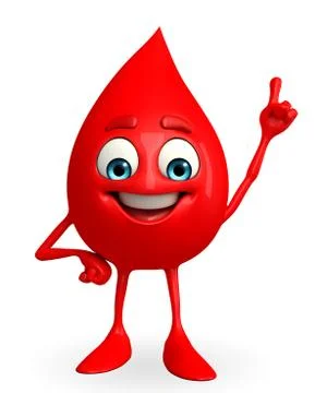 Blood drop character with pointing pose Stock Illustration