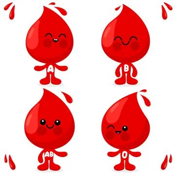 Blood drop characters. Vector illustration Ilustração Stock