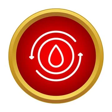 Blood drop circulating in a golden frame icon Ilustração Stock
