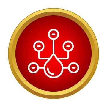 Blood drop with connected nodes in round red button Illustrazione stock