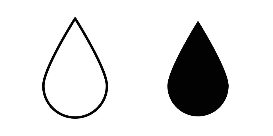 Blood drop icon linear versions pack on white background Stock Illustration