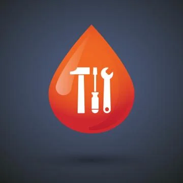 Blood drop icon with a tool set Ilustração Stock