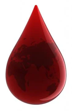 Blood drop with world map Stock Illustration