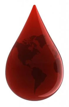 Blood drop with world map Stock Illustration