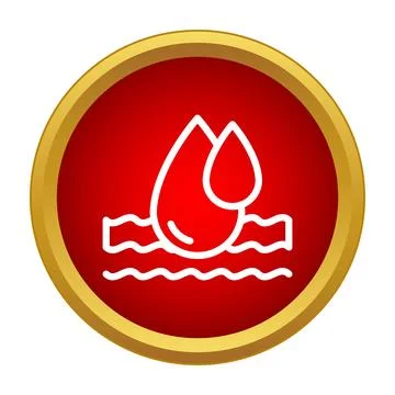 Blood drops falling into liquid in red circle icon Stock Illustration