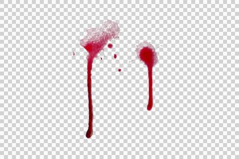 Blood drops isolated transparency background. Stock Photos