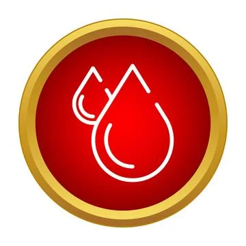 Blood drops line icon in red circle Stock Illustration